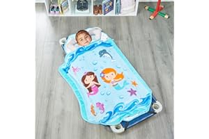 Everyday Kids Toddler Nap Mat with Removable Pillow - Rollup and Close with Velcro Straps, Carry Handle, Soft Microfiber for 