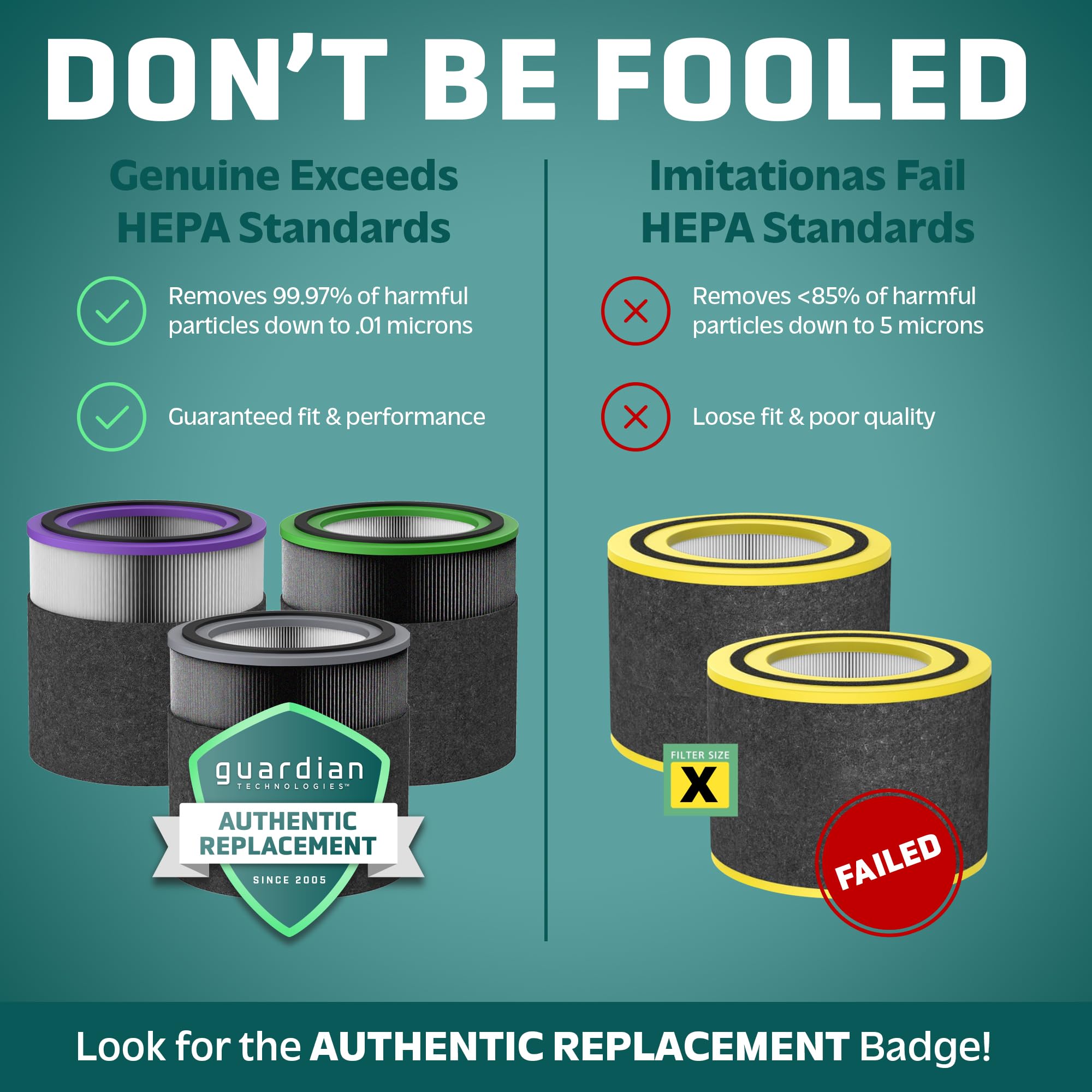 GermGuardian Filter V Pet Pure HEPA Original Air Purifier Replacement Filter, Removes 99.97% of Pollutants for AirSafe Series and AC151, Black/Purple, FLT151PT