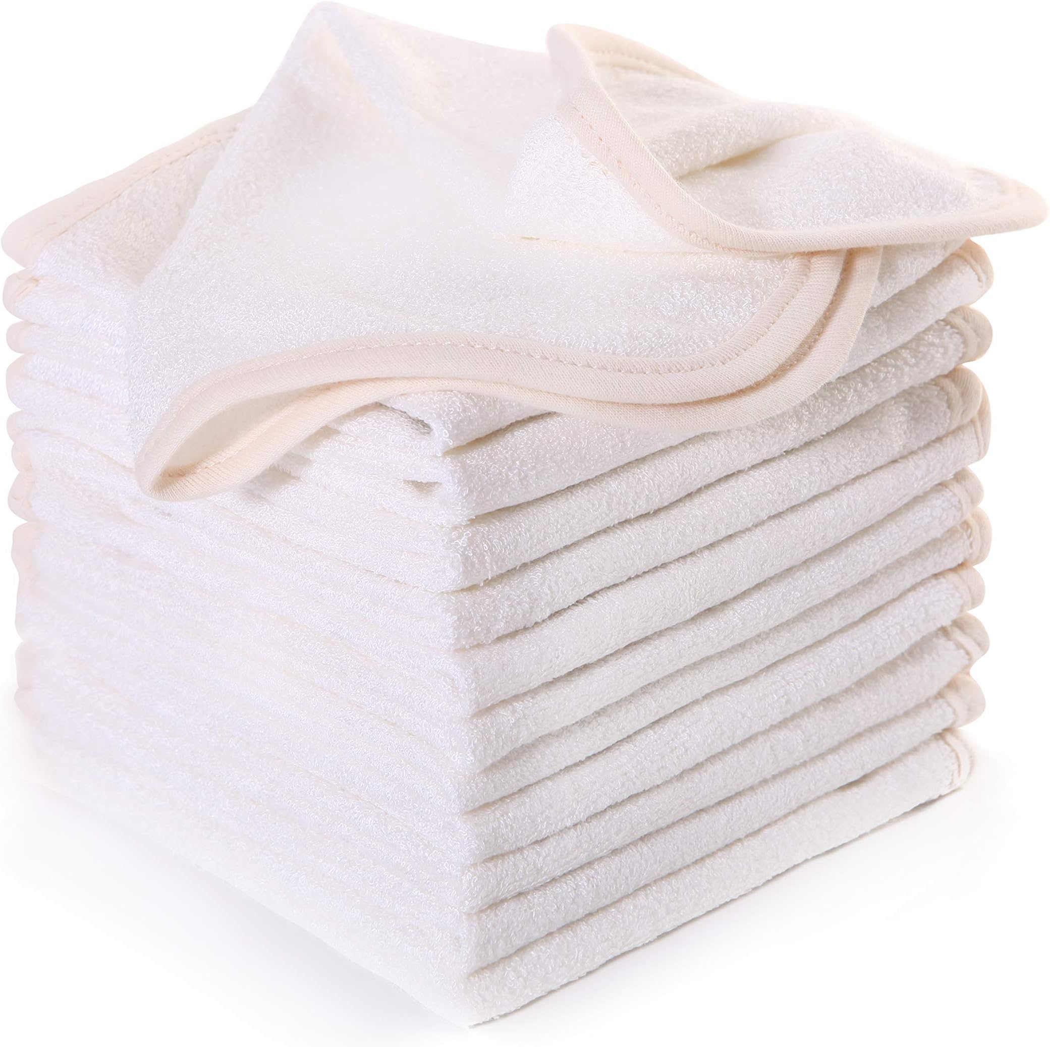 Luckiss Bamboo Dish Cloths Extra Soft Absorbent Quick Dry Terry Kitchen Rags for Drying and Washing Dishes Cleaning Washcloths White 12 X 12 inch (12 Pack)