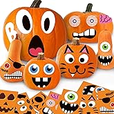 Pumpkin Decorating Kit, 24 Sheets Halloween Pumpkin Stickers Decorations | Halloween Stickers for Kids, Halloween Crafts, Party Games Activities, Party Favors Supplies Gifts, Halloween Decorations