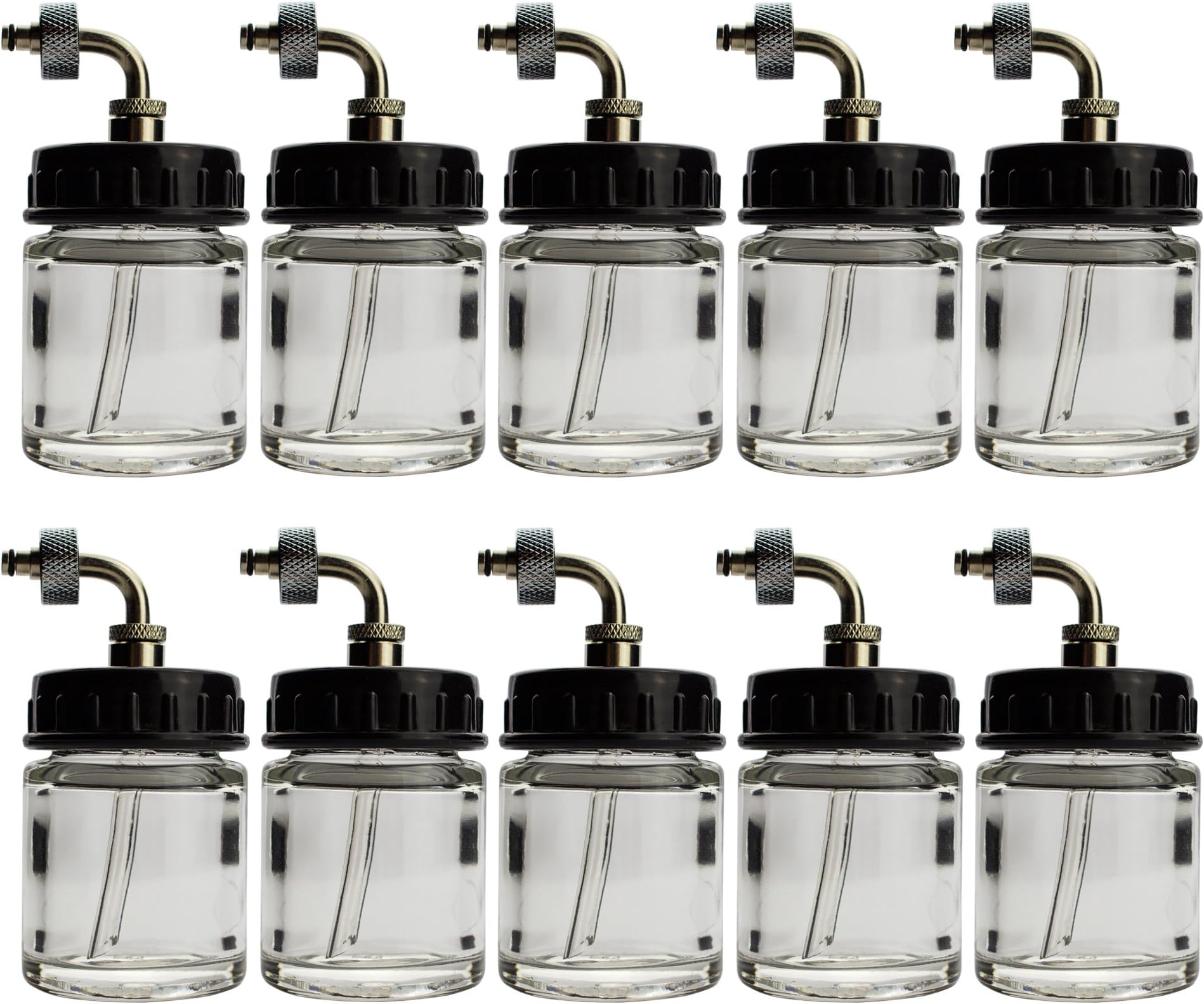 10 x 22 ml airbrush colours, glass container 07, paint pot, mixing glass, container, storage jar, with connection for airbrush gun