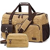 SHENHU Travel Duffle Bag Weekender Bag with Shoe Compartment Overnight Bag for Men Travel Bag Carry On Lugguage Brown
