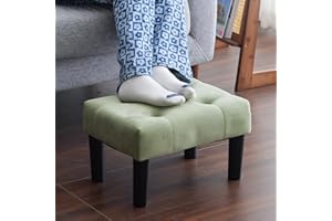 viewcare Ottoman Foot Stool, Green Small Ottoman footrest, Velvet Soft Footrest Ottoman with Wood Legs, Sofa Footrest Extra Seating for Living Room Entryway Office