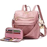Soperwillton Women Backpack Purse Multipurpose Design Handbags Shoulder Bag PU Leather Travel bag Backpack Set 2pcs