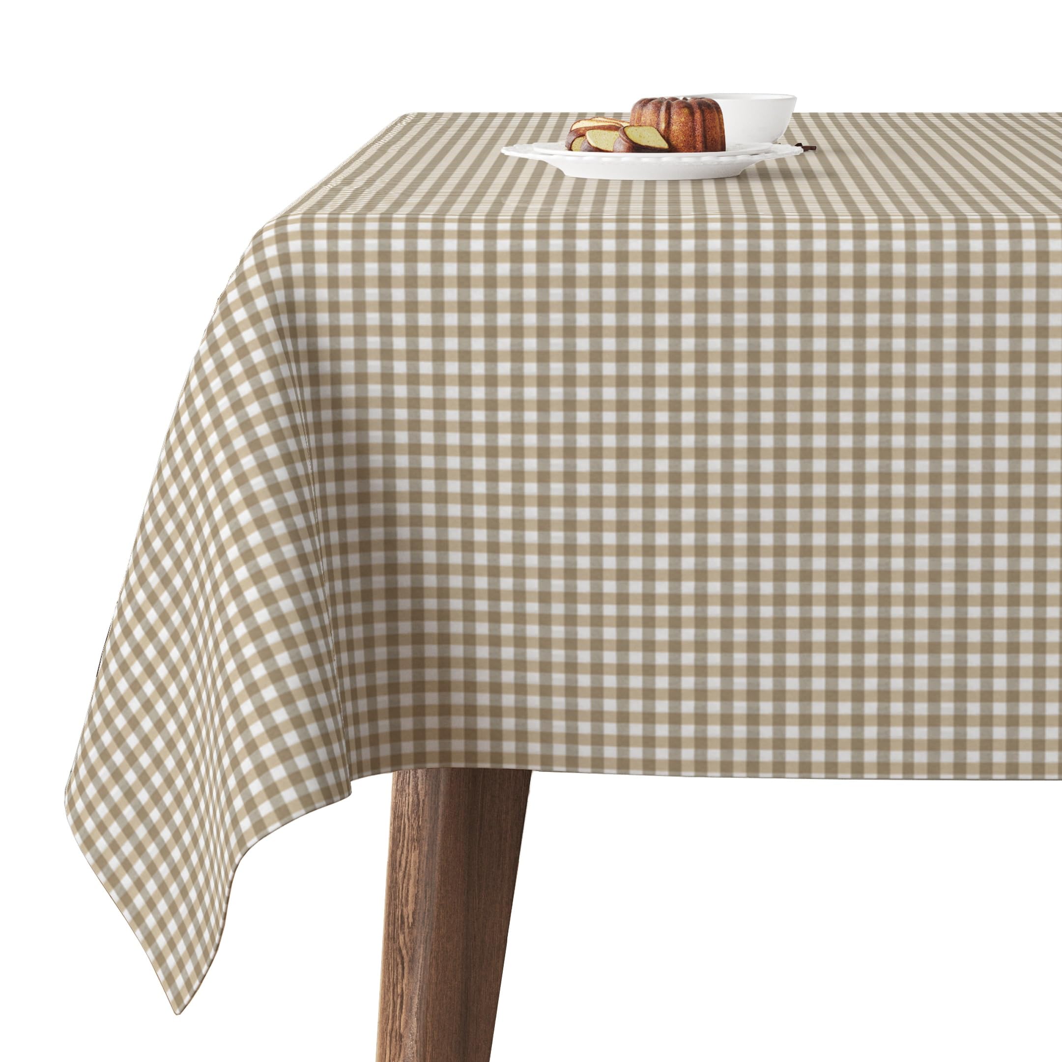 Martina Home Petit Vichy Taupe Teflon Tablecloth 240 x 140 cm
