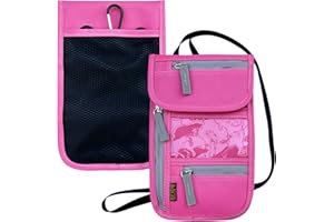 JONYEE Travel Neck Wallet, RFID Blocking Passport Holder with Adjustable Neck Strap for Men and Women to Keep Cash, Credit Cards and Travel Documents Safe - Rose