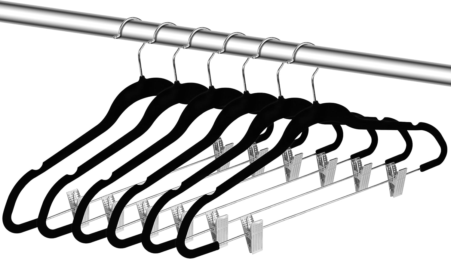 ZOYER Velvet Skirt Hangers (20 Pack, Black) with Metal