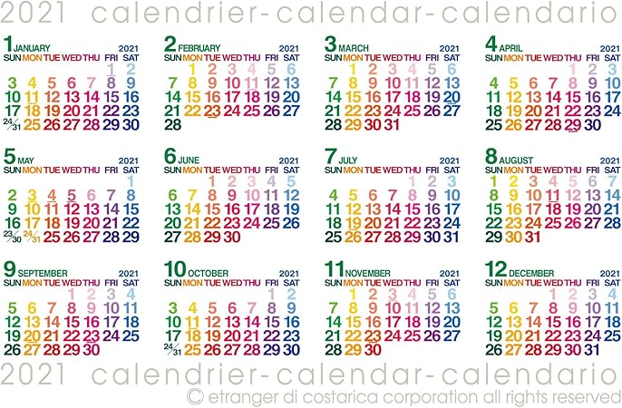 Amazon エトランジェディコスタリカ 21年 カレンダー 壁掛け B2 カラー 21年1月始まり 0102 Clp B2 01 カレンダー 文房具 オフィス用品