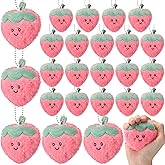 Meooeck 24 Pcs Pink Strawberry Party Favors Bulk Cute Strawberry Plush Keychain Pendant Gift Kawaii Fruit Keychain Goodie Bag for Kids Valentines Day Baby Shower Berry Birthday Party Supplies