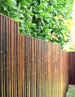 DE-COmmerce Robuster Bambus Holz Sicht Schutz Zaun ATY NIGRA I hochwertiger Windschutz Terrasse, Balkon, Garten I Bambusrohr Zaun mit geschlossenen Rohren 180 cm x 250 cm