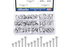 Glarks 260Pcs M5x6/10/14/20/25 Aluminum Brazier Head Solid Rivets Length 6mm 10mm 14mm 20mm 25mm Aluminum Rivets Fasteners Hi
