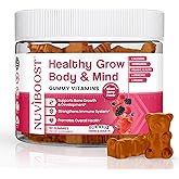 NUVIBOOST Healthy Grow Height Growth Gummies Rich in Calcium, Vitamins C, D3, K2, L-Arginine, Ashwagandha, and Others, Boost Bone Health & Immunity, Multivitamin, for Kids 5+, Teens and Adults.