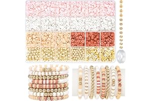 Gionlion 3000 Pcs Clay Beads for Bracelets, Bracelet Making kit Golden Beads for Jewelry Making, Charms Bracelet Kit DIY Arts and Crafts Birthday Gifts Toys
