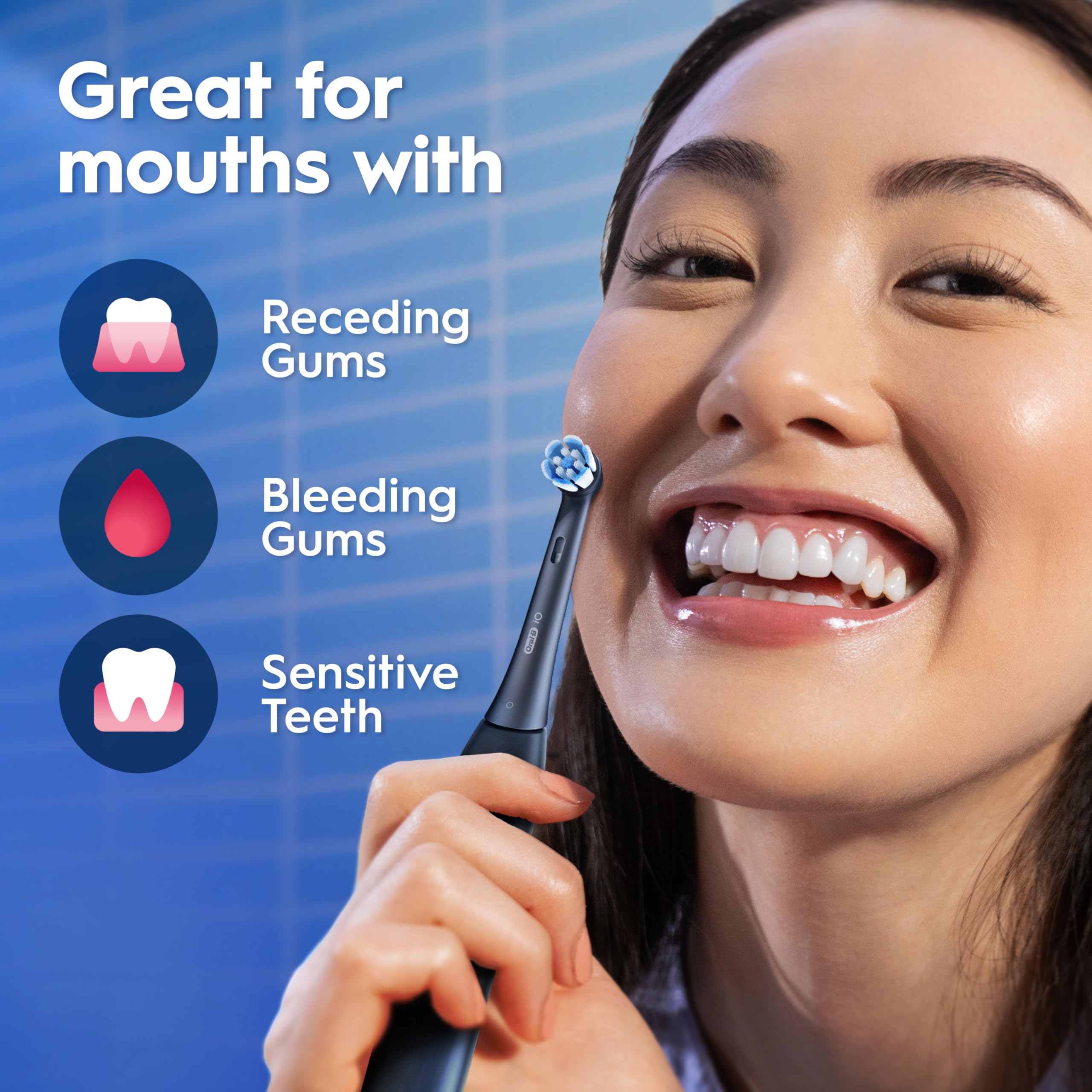 Oral-B iO3 Electric Toothbrush, 2 Toothbrush Heads, Pressure Sensor, Toothbrush for Adults with Travel Case, Gift Ideas for Him/Her, Matt Black, UK 2 pin plug