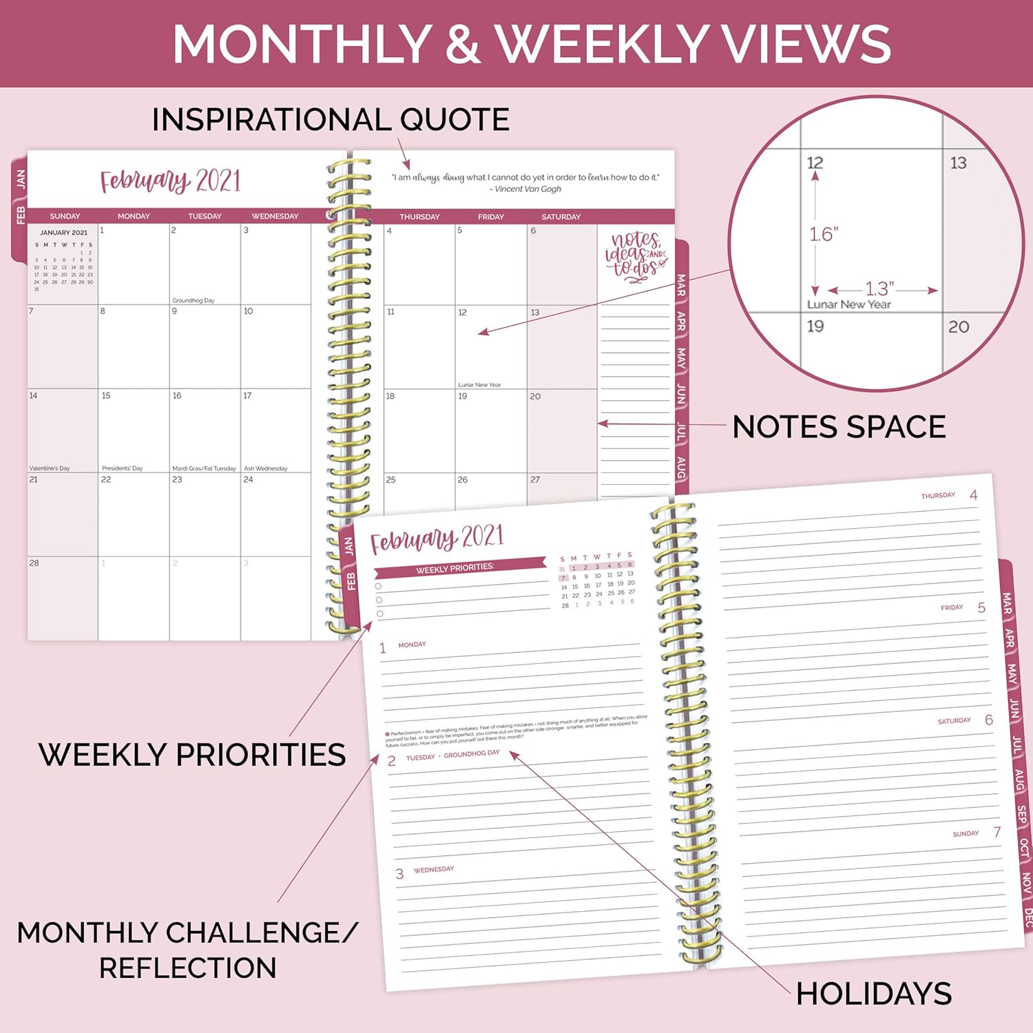 bloom daily planners 2021 Calendar Year Day Planner (January 2021 - December 2021) - 6” x 8.25” - Weekly/Monthly Agenda Organizer Book with Stickers & Bookmark - Best is Yet to Come : Office Products