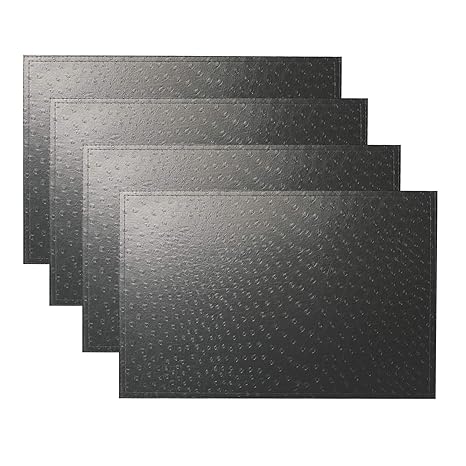 simpletome Platzset Leder PVC Künstlich Straußenhaut Textur 4PCS (Schwarz)