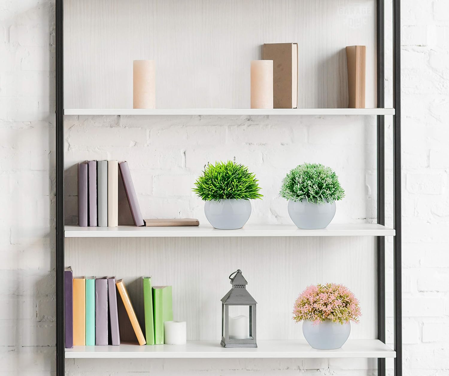 ELYSIANZE Mini Artificial Plants | Modern Farmhouse Plants Home Decor | Small Fake Plants | Office/Kitchen/Bathroom/Bedroom/Mantle/Shelf/Living Room/Table Decoration Faux Plant Set -