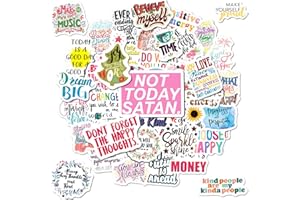 ENJORAFUL 50Pcs Small Positive Water Bottle Stickers, Vinyl Scrapbook Cute Letter Sticker, Motivational Waterproof Mental Health, Happy Planner Gift for Boys& Girls, Teens, Adults, Party Favors & Décor
