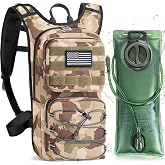 LASUK Tactical Hydration Backpack with 3L Water Bladder, Molle Water Pack | Lightweight Military Hydration Daypack for Hiking, Running, Cycling, Climbing, Biking, 105 oz, Breathable Back Panel