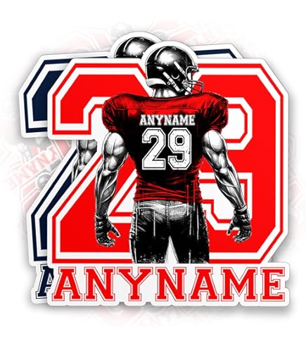 Custom Football Sticker – Personalized Team Name & Number, Waterproof DTF Vinyl, For Laptops, Bottles, Cars