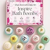 EvolutionUSA Inspire Bath Bombs for Women & Girls – 12 Flower Topped Bath Bombs Girls, Lush Woman Bathbomb Set, Organic Bath Fizzers, Luxury Gift Mothers Day, Birthday, Valentines, Easter or Self Care