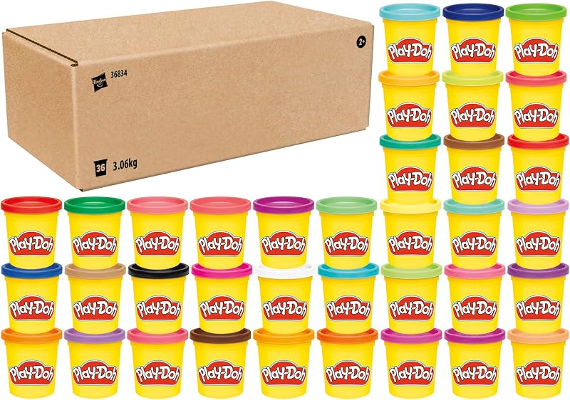 Mega Pack de 36 Pots de 84 g de Pâte à Modeler avec Couleurs Assorties, Jeu Éducatif dès 2 Ans, Jeux Créatifs, pour Filles et Garçons