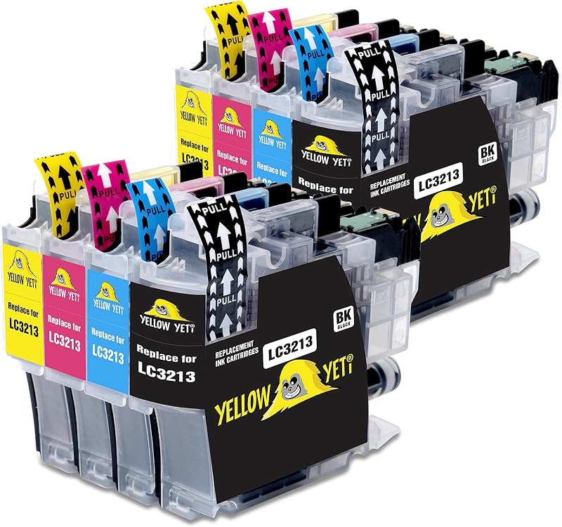 Yellow Yeti LC3213 Ink Cartridges 8pk for Brother DCP J774DW MFC J895DW