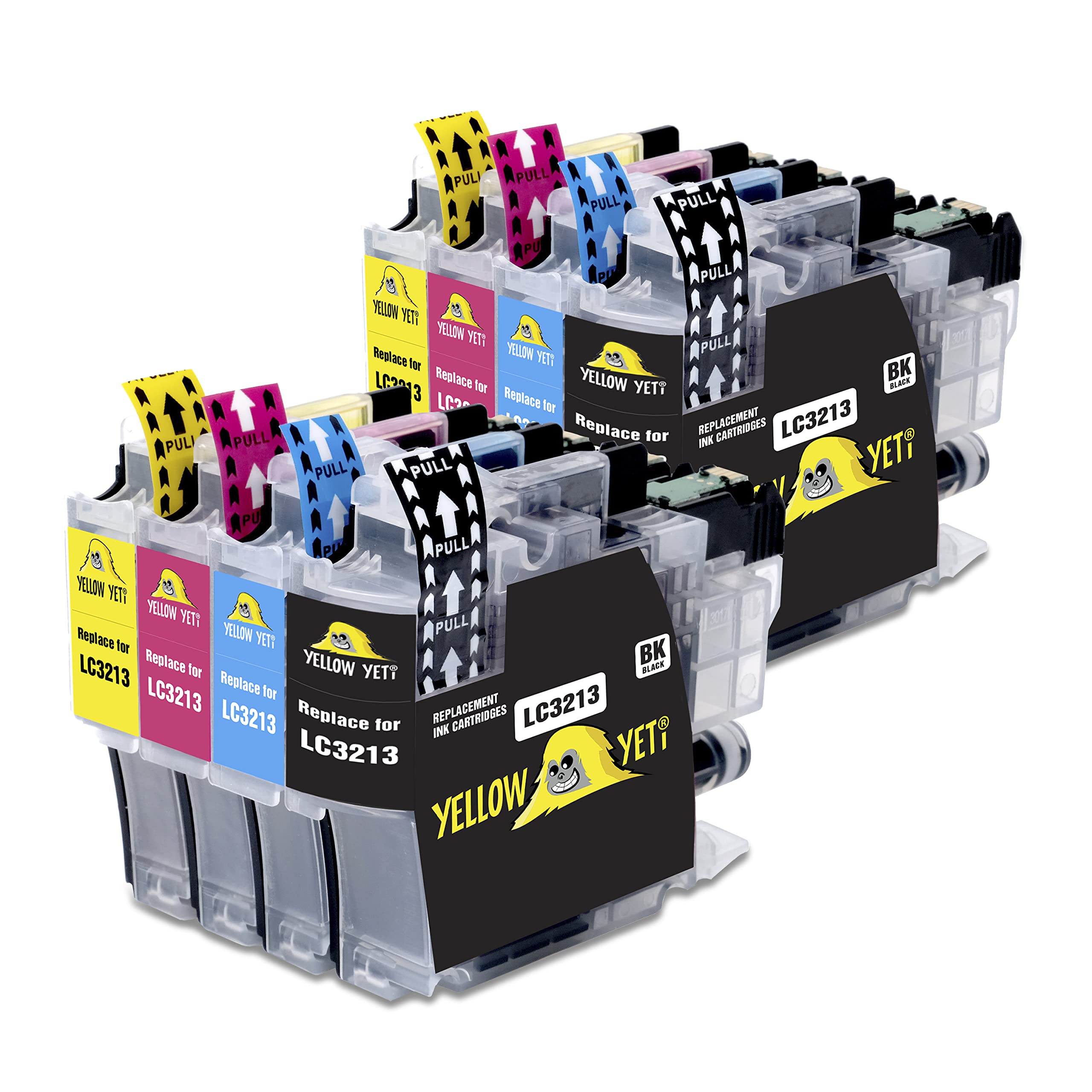 Yellow Yeti Replacement for Brother LC3213 Ink Cartridges compatible with Brother DCP-J572DW DCP-J774DW MFC-J895DW MFC-J497DW MFC-J890DW DCP-J772DW MFC-J491DW (2 Black + 2 Cyan + 2 Magenta + 2 Yellow)