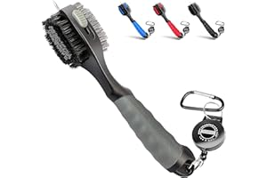 Champkey PRO Retractable Golf Club Brush | Oversized Brush Head with Soft Rubber Hand Grip & Retractable Groove Cleaner Golf Brush