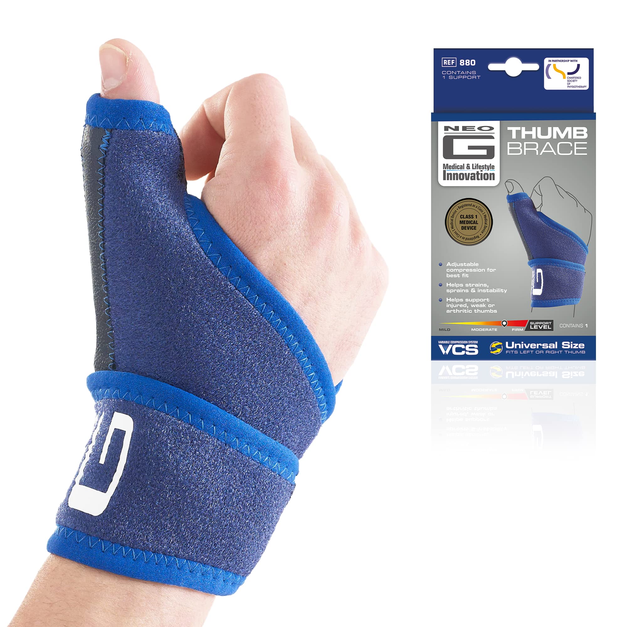 Neo-G Thumb Support for Arthritis, Weak Thumbs, Injury, Tendonitis, Strains, Carpal Tunnel Syndrome – Thumb Immobiliser - Trigger Thumb Splint Right Hand or Left – Thumb Brace Adjustable Compression