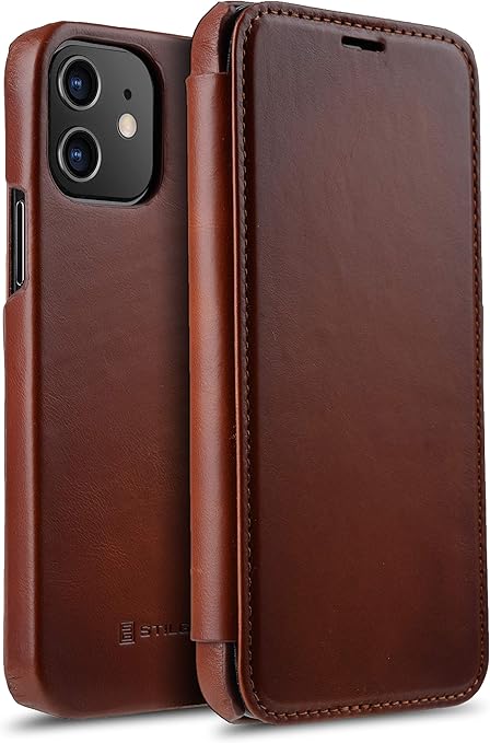 Étui Cuir Véritable Folio Pour IPhone 12 Pro Max - Rabat Latéral, Microfibre, Charge Sans Fil Compatible