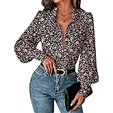 Zeagoo Women Button Down Shirts Lantern Long Sleeve Tops Business Casual Chiffon Blouses Trendy Work Clothes