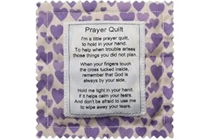 Wisplume Mini Prayer Quilt with Cross Inside Vintage Pocket Scripture Prayer Quilt Squares Sympathy Christian Gifts for Women Pastor Appreciation Father's Day Graduates Gifts (Blue)