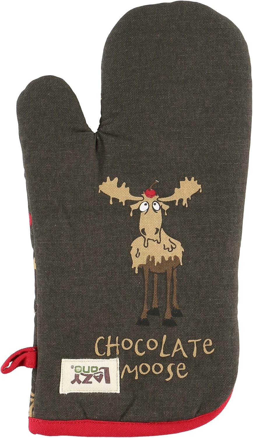 LazyOne Funny Oven Mitts, Cute Kitchen Accessories for Home (Chocolate Moose, ONE Size)