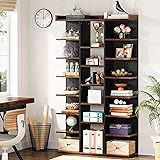 Tribesigns 7-Tier Tall Bookshelf, Industrial Wood Etagere Bookcase, Freestanding Open Display Shelves Storage Organizer with
