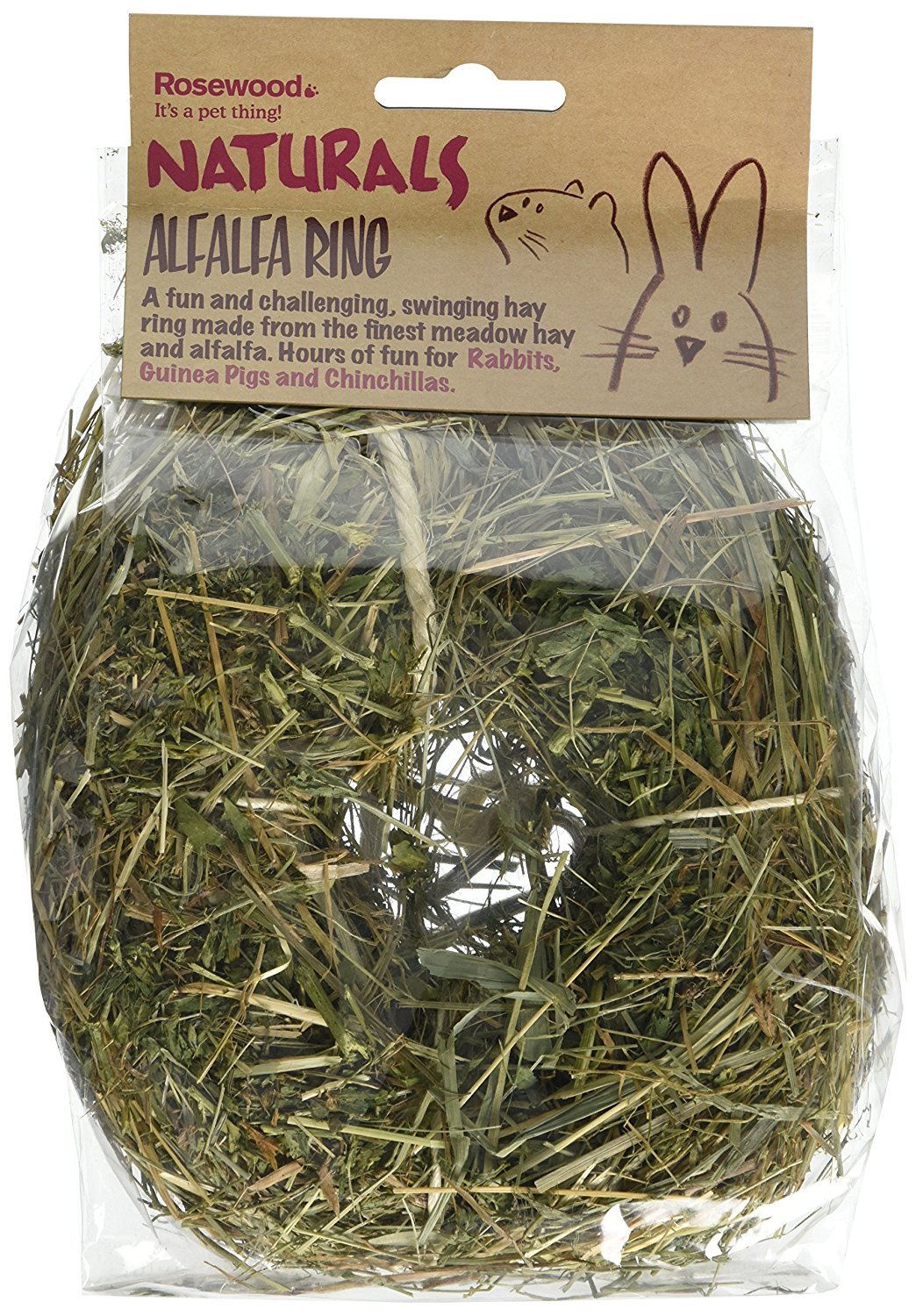 Rosewood Naturals Alfalfa Ring, Small Animal Treat and Toy for Rabbits, Guinea Pigs, Chinchillas and Degus (Pack of 1)