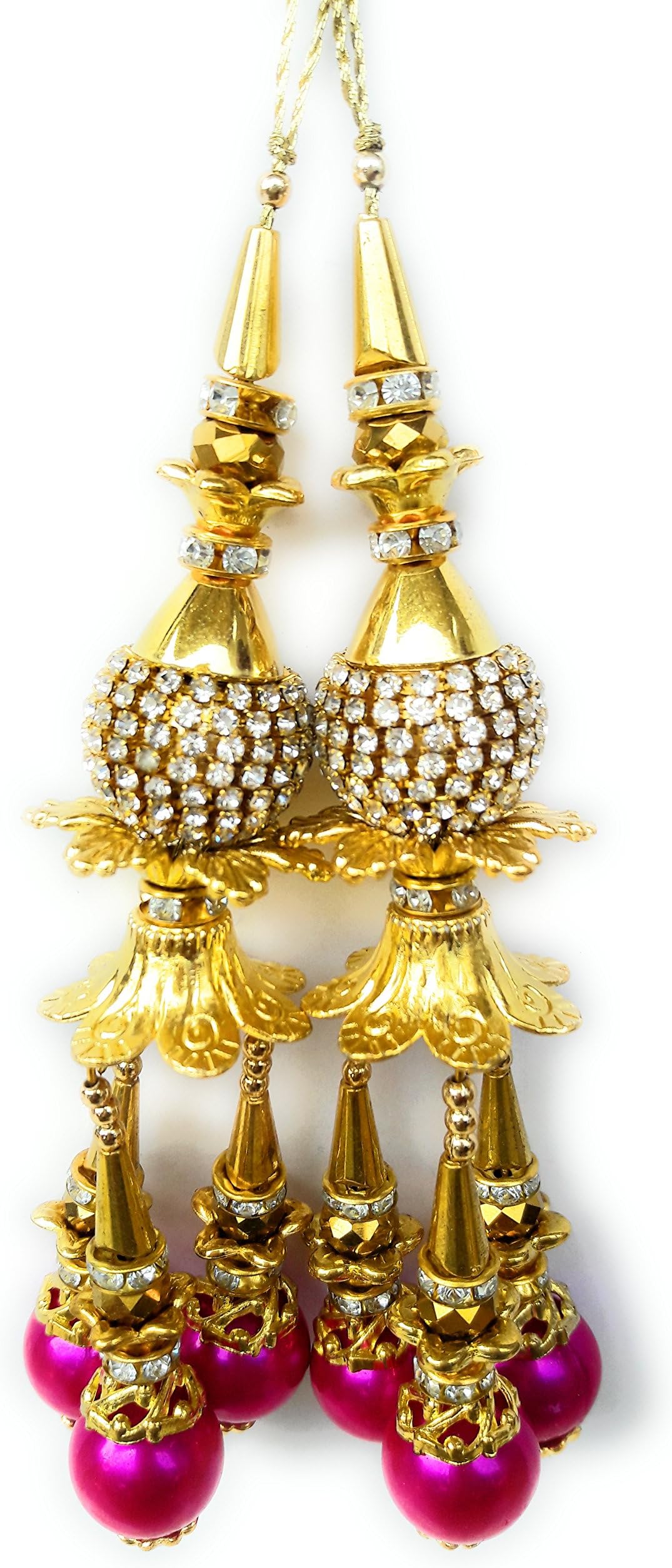 Pink Keychain Beaded Latkans Blouse Tassels Decorative Crafting Sewing 1 Pair