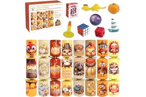 ceiba tree Thanksgiving Crackers Poppers Party Table Favors No Snap No Popping 8 PCS Fall Games Activities for Kids Family with Prizes Gifts Toys & Hats & Joke Pumpkins and Turkeys