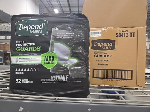 DEPENDS MEN’S INCONTINENCE GUARDS/PADS, ONE SIZE, 1 COUNT