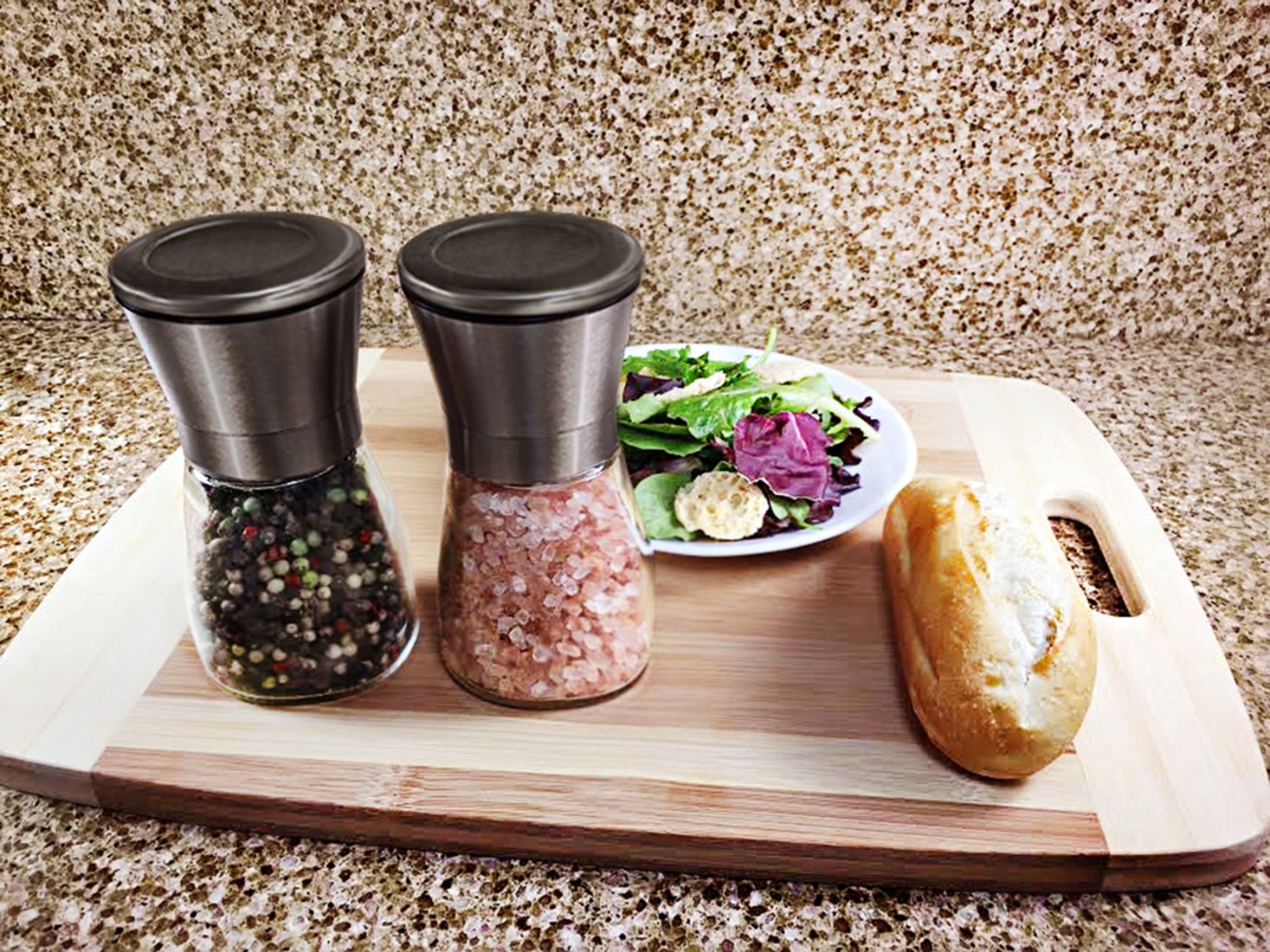Salt And Pepper Grinder Set These Glass Stainless Steel Mill/Shaker