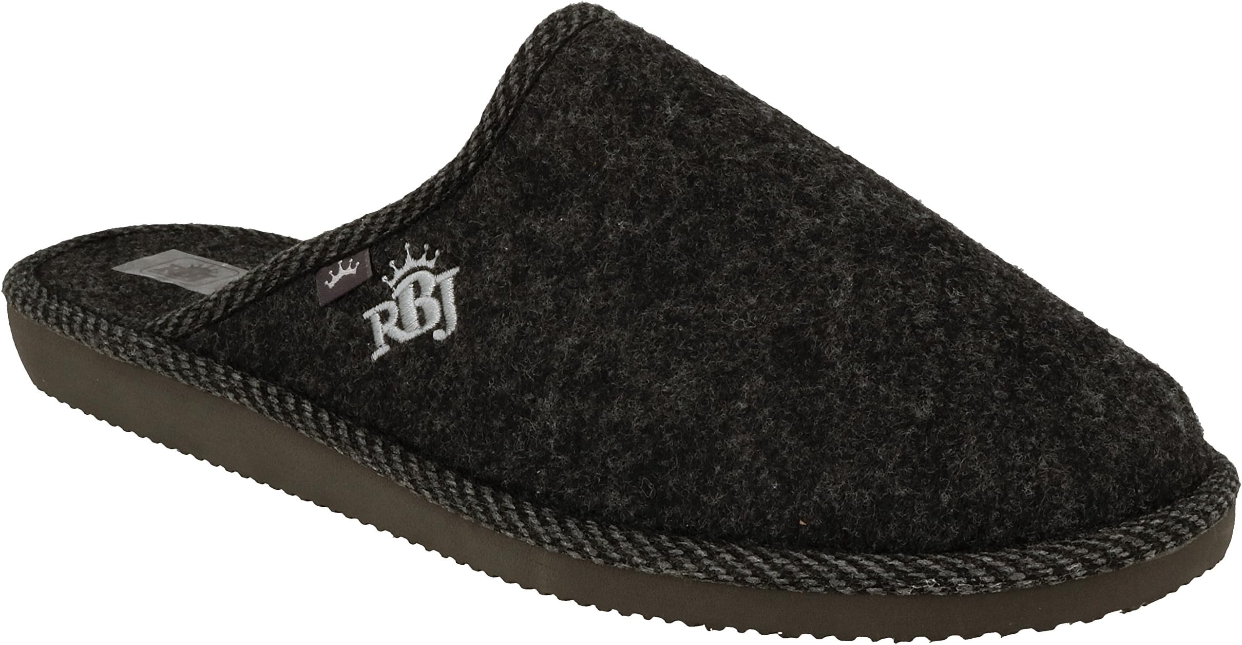 RBJ leather shoes Men’s Wool Felt Slippers with Wool Lining and Rubber Sole