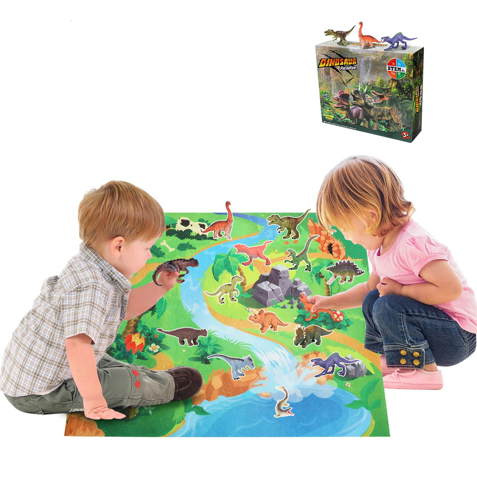 dinosaur playset with mat