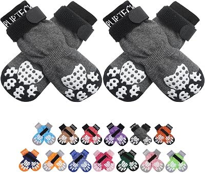 PUPTECK 2 Pairs Anti-Slip Dog Socks Paws Stop Licking Boots Small Large