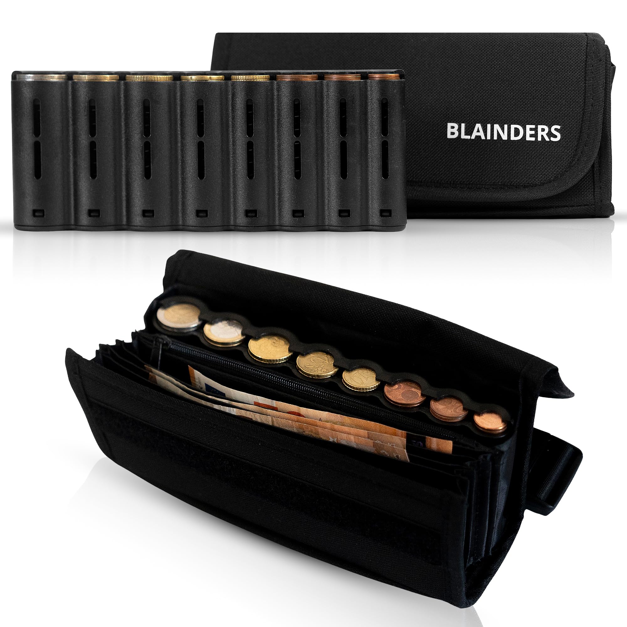 BLAINDERS Coin Holder - Coin and Bill Sorter with Adjustable Belt, Taxi Coin Organizer, Waist Bag Waiter with Dispenser.