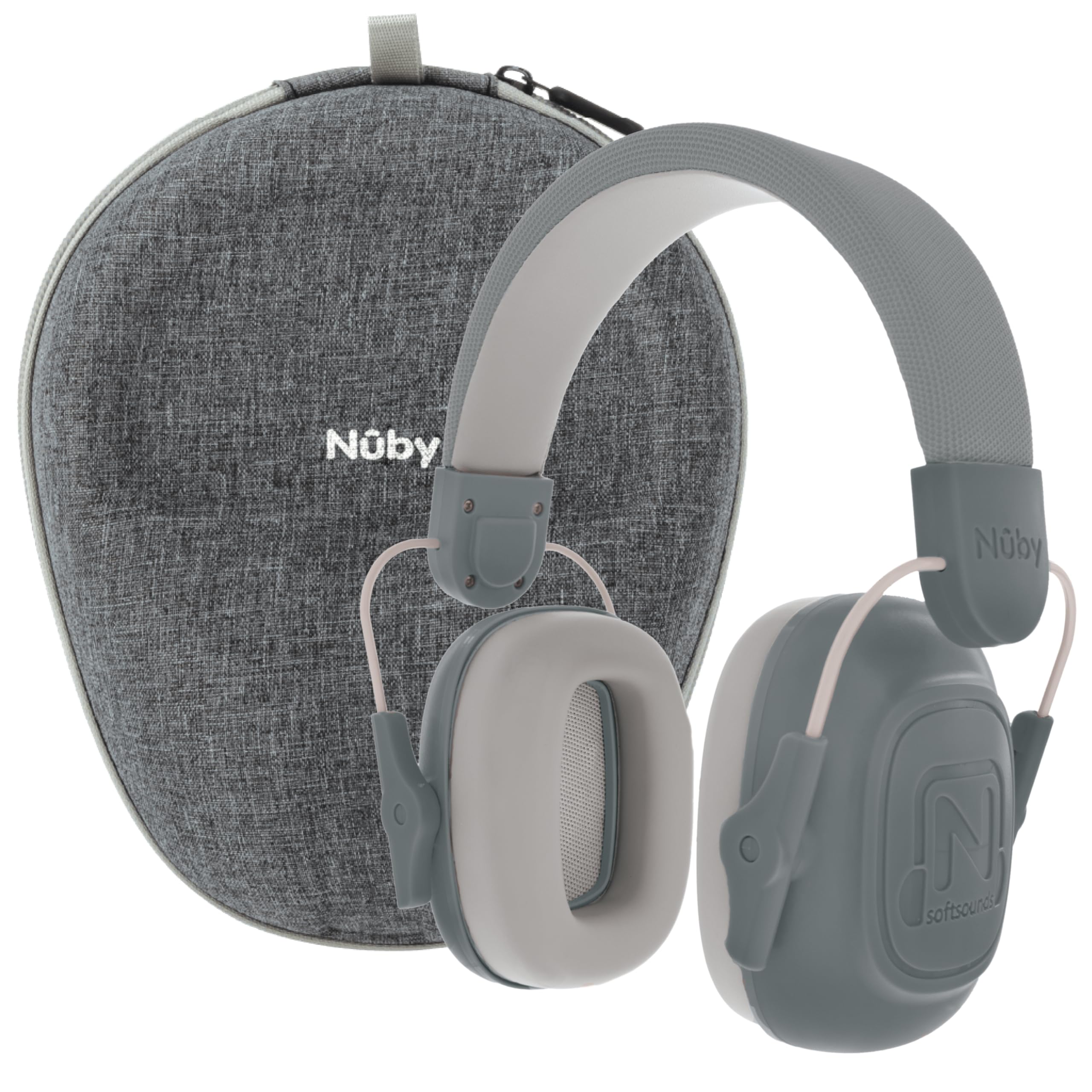 Photo 1 of Nuby Soft Sounds Noise-Canceling Earmuffs with Travel Case - Hearing Protection for Kids and Teens - Adjustable Headband - Super Soft Padding - Gray