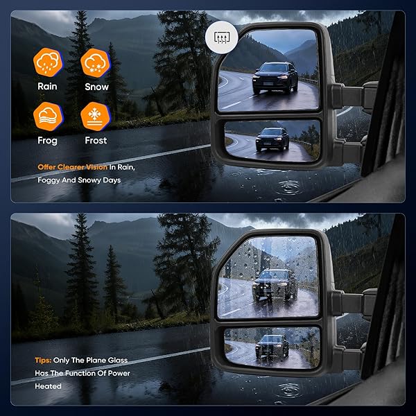 ECCPP TOWING MIRRORS FIT FOR 2015-2020 FOR FORD FOR F150 PICKUP TRUCK POWER ADJUSTED HEATED TURN SIGNAL LIGHT TEMPERATURE SENSOR BLACK CAP HOUSING A PAIR DRIVER AND PASSENGER SIDE