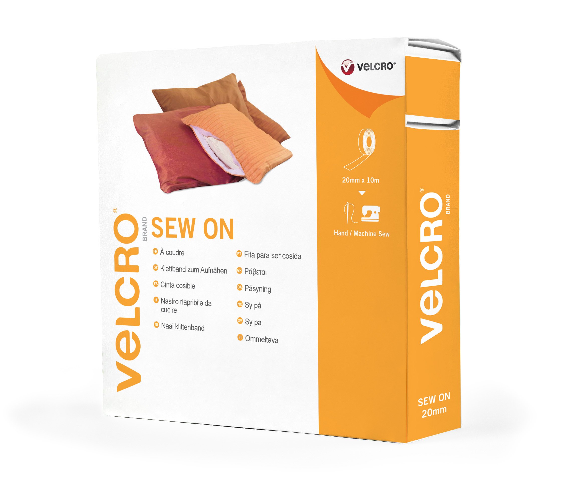 VELCRO Brand | Sew on Fabric Tape | Cut-to-Length Strong Hook & Loop Self Adhesive Tape Perfect for Crafting, Clothing Repairs & Hemming | Grey | 20mm x 10m
