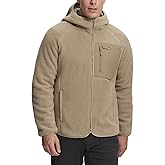 Pioneer Camp Men's Sherpa Fleece Full Zip Up Jacket with Hood Chest Pocket Winter Warm Thick Outwear Coat Hiking Climbing