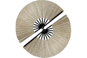 SiissaPeksid 2 PCS Boots on The Ground Fan, Clap Fans for Line Dancing, 13" Glitter Large Rave Fans,Folding Clack Handheld Foldable Hand Fan for Dance, EDM Music Festivals & Parties(Champagne gold)