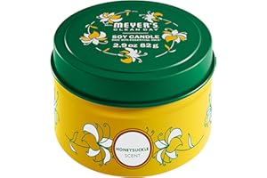 MRS. MEYER'S CLEAN DAY Soy Tin Candle, 12 Hour Burn Time, Made with Soy Wax and Essential Oils, Honeysuckle, 2.9 oz